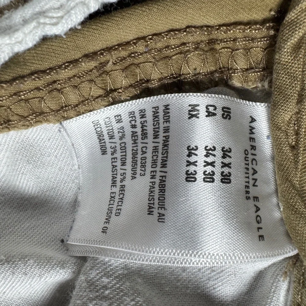 American Eagle Cargo Pants Mens 34x30 Olive Green Flex Straight Utility Gorpcore